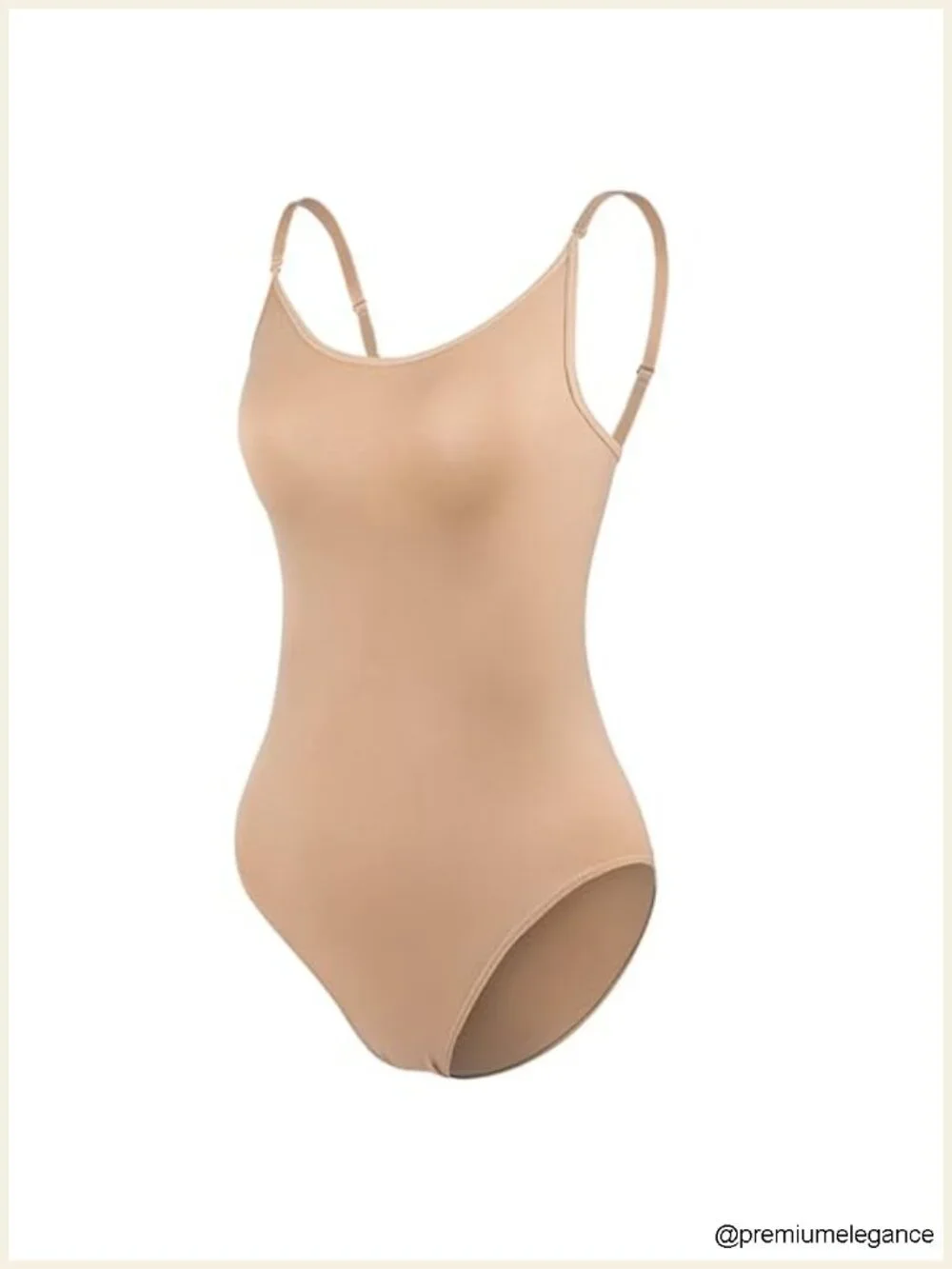 Nude Camisole Leotard for Dance with Clear Straps, Stretchy Bodysuit, Medium